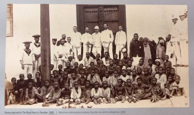 Display photo of slaves rescued by Royal Navy in 1892, Slavery Museum, Stone Town, Zanzibar, Tanzania clipart