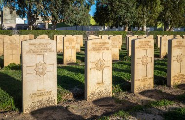 Graves of British soldiers from the Coldstream Guards killed in North African Campaign Feb 1943, Enfidaville War Cemetery, Enfidha, Tunisia. clipart