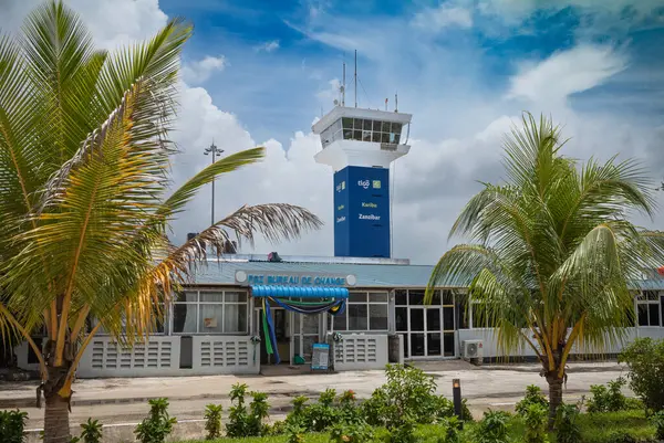 stock image The control tower and buildings at Abeid Amani Karume International Airport, Zanzibar airport, Tanzania