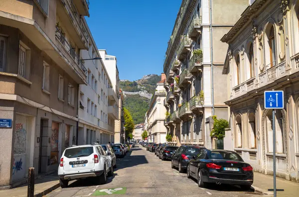 stock image The Rue Dominique Villars leading onto mountains at the end in Grenoble, France