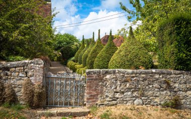 Topiary, İngiliz bahçesinde porsuk ağaçlarını simetrik dinamik şekillere dönüştürmek için kullanılır..