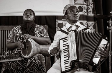 Muscians play Taarab music, Dhow Countries Music Academy (DCMA) concert, Stone Town, Zanzibar, Tanzania clipart