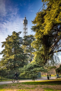 The Branca Tower, or White Tower, in Sempione Park next to Castello Sforzesco, or Milan Castle, in Milan, Lombardy, Italy. clipart