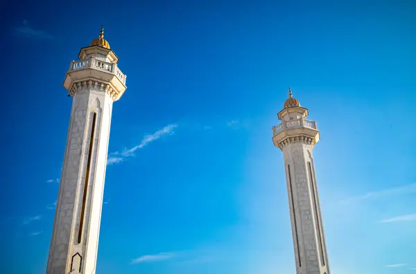 stock image The twin minarets  of the Mausoelum of Habib Bourguiba, the revered independence leader and former president, Monastir, Tunisia