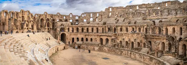 stock image A panorama of the interior of Roman amphitheatre in El Jem (Thysdrus), Tunisia