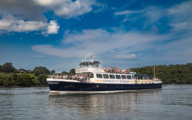 The MV Cardiff Castle, a passenger river boat that travels the River Dart between Dartmouth and Totnes in Devon, UK clipart