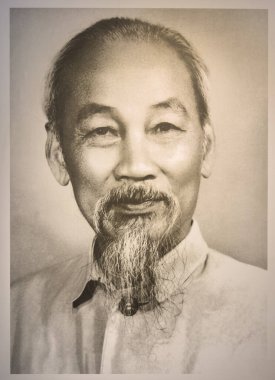 Vietnamlı devrimci kahraman Ho Chi Minh 'in 1964' te çekilmiş ve Ho Chi Minh Müzesi, Hanoi, Vietnam 'da sergilenmektedir.