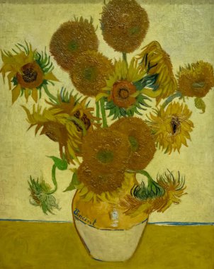 Vincent van Gogh 'un ayçiçekleri, 1888' de yağlı boya. Ulusal Galeri, Londra, İngiltere.