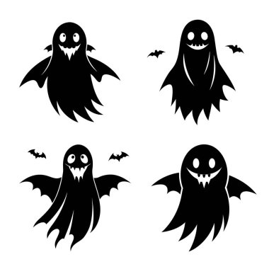 Cadılar Bayramı için ürkütücü hayalet siluetleri.