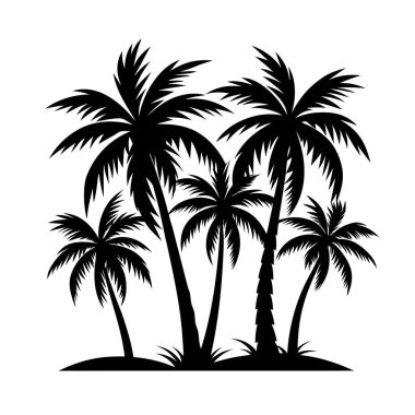 Siyah palmiye ağaçları siluet vektörü.