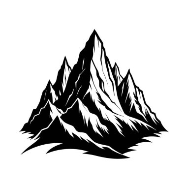 Dağ siluetleri vektörü, siyah ve beyaz dağ vektörü.