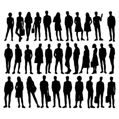 Farklı pozlarda çalışan adam vektörü, iş adamı vektör tasarımı, ofis çalışanı vektör koleksiyonu.