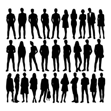 Farklı pozlarda çalışan adam vektörü, iş adamı vektör tasarımı, ofis çalışanı vektör koleksiyonu.