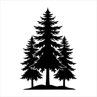 Elegant Sapin Silhouettes Vector Collection, Pine Tree Sapin Silhouettes for Holiday Design. clipart