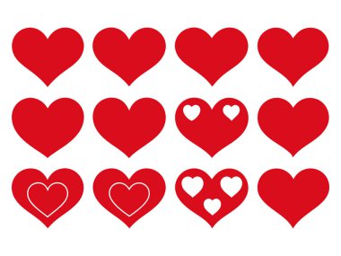 Sevgililer Günü için çeşitli şekillerde Romantik Soyut Aşk Kalpleri Sembolleri.