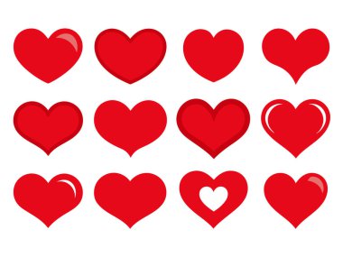 Sevgililer Günü için çeşitli şekillerde Romantik Soyut Aşk Kalpleri Sembolleri.