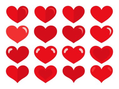 Sevgililer Günü için çeşitli şekillerde Romantik Soyut Aşk Kalpleri Sembolleri.