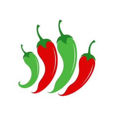 Kırmızı ve yeşil biber vektörü kümesi, baharatlı biber vektör tasarımı.