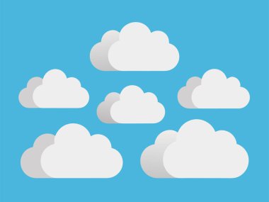 Bulut vektör paketi, düz bulut çizimi.