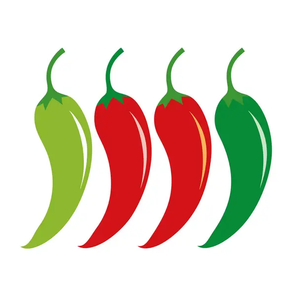 Stock vector Set of red and green chilis vector, spicy chilis vector design.