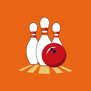 Bowling Ball Striking Pins Vector Illustration. clipart