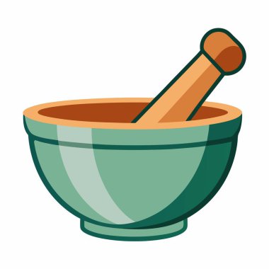 Mutfak havanı ve tokmak illüstrasyonu, bitkisel havan ve tokmak simgesi.