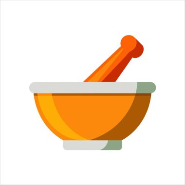 Mutfak havanı ve tokmak illüstrasyonu, bitkisel havan ve tokmak simgesi.