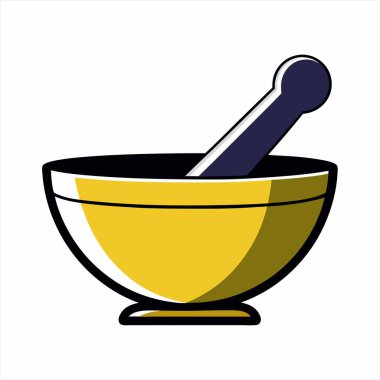 Mutfak havanı ve tokmak illüstrasyonu, bitkisel havan ve tokmak simgesi.