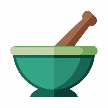 Mutfak havanı ve tokmak illüstrasyonu, bitkisel havan ve tokmak simgesi.