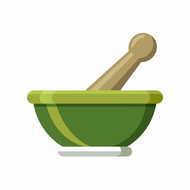 Mutfak havanı ve tokmak illüstrasyonu, bitkisel havan ve tokmak simgesi.