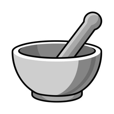 Mutfak havanı ve tokmak illüstrasyonu, bitkisel havan ve tokmak simgesi.