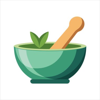 Mutfak havanı ve tokmak illüstrasyonu, bitkisel havan ve tokmak simgesi.