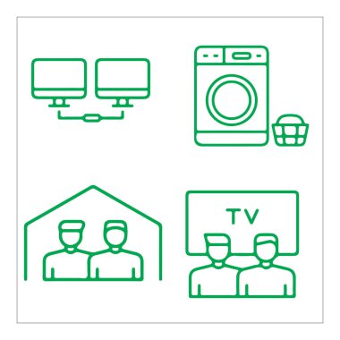 TV, uzaktan kumanda ve televizyon simgeleri.