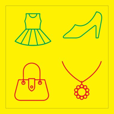 Sarı arkaplanda moda simgeleri