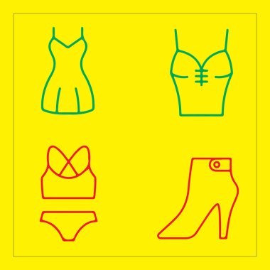 Yaz ikonu seti. bikini, plaj, bikini vektör simgesi web tasarımı ve mobil için ayarlandı