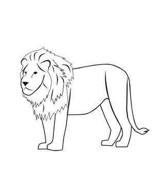 Renk Vektörü İllüstrasyonu Olmayan Aslan Çizimi