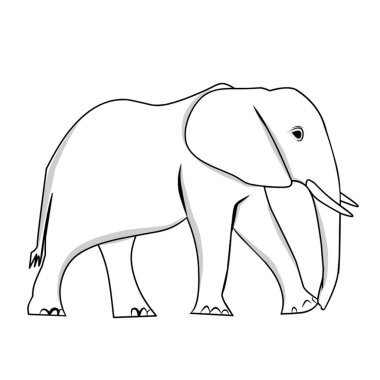 Renksiz Fil Taslak Vektörü İllüstrasyonu