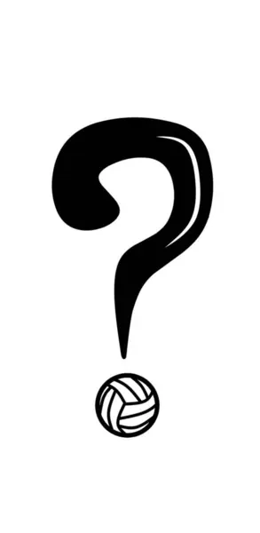Voleybol topuyla soru işareti Siyah ve Beyaz Vektör İllüstrasyonu