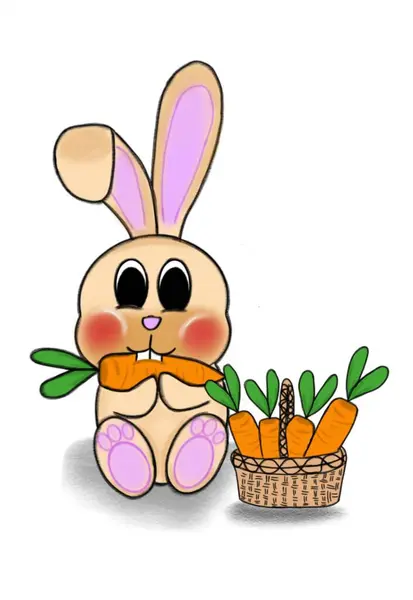 Tavşan Yiyen Havuç Vektörü İllüstrasyonu