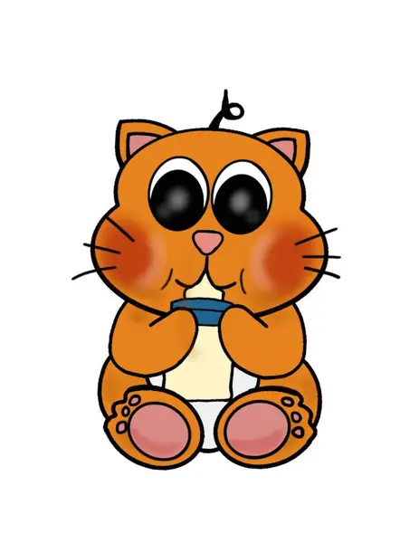 çizgi film kedisi süt içiyor.