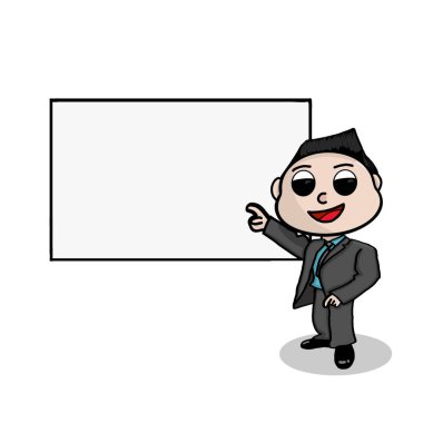 Şirin çizgi film Erkek ofis çalışanı sunumu