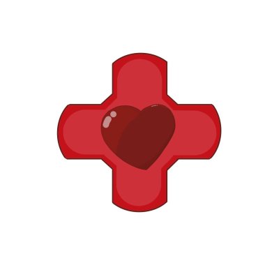 Sağlık logosu tasarımı kalp beyazı arka plan 