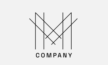 Logom var. Modern siyah beyaz ana hatlı harf. monogram tasarım vektörü.