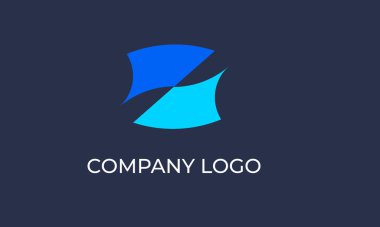 Logo dizaynı, mavi arkaplanı olan üçgen şeklinde bir A harfi..