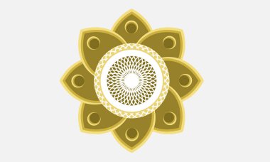 Mandala süsü gri arka planda daire şeklinde.