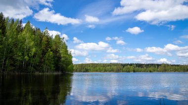 Finlandiya 'dan bir Göl manzarası