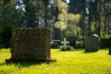 Güneşli bir günde eski mezarlık manzarası
