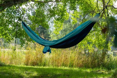 Güneşli bir günde Ağaç Dalından Askıya Alınan Hamak