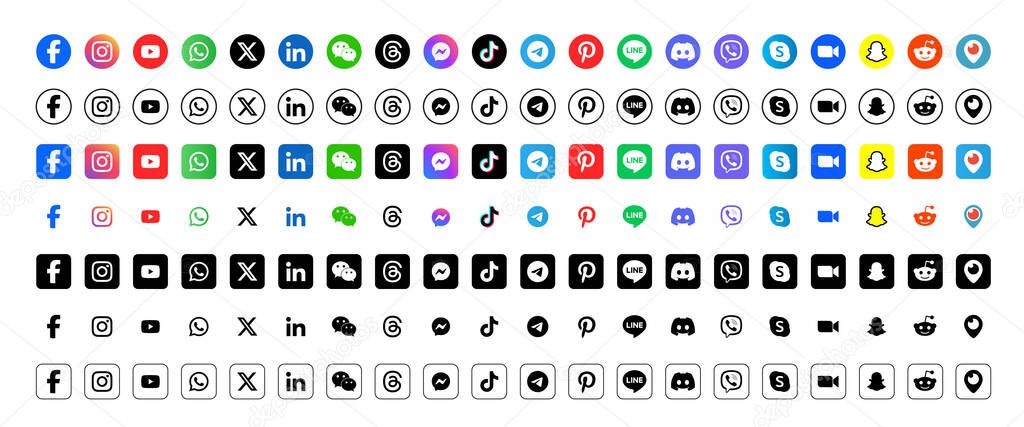 A Set of Popular international social media icons for your designs.