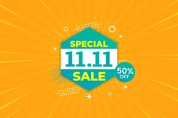Soyut 11.11 Alışveriş Günü indirimi Banner, poster veya el ilanı tasarım şablonu sunar. 11 Kasım satış vektör pankartı, veya sosyal medya tasarım şablonu pazarlama, çevrimiçi mağaza veya web sitesi. 